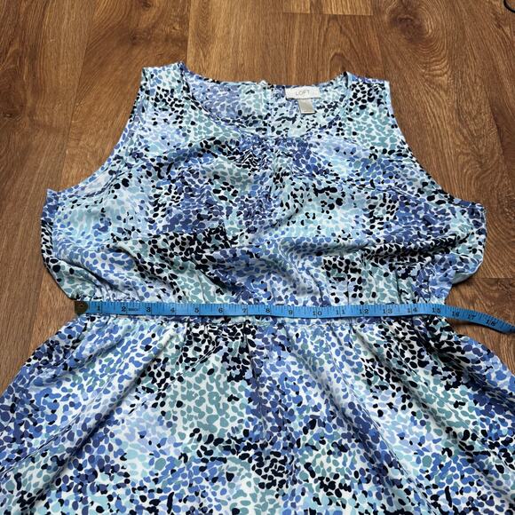 Ann Taylor LOFT Womens Blue Floral Prink Fit Flare A Line Dress Size Large - Picture 7 of 8